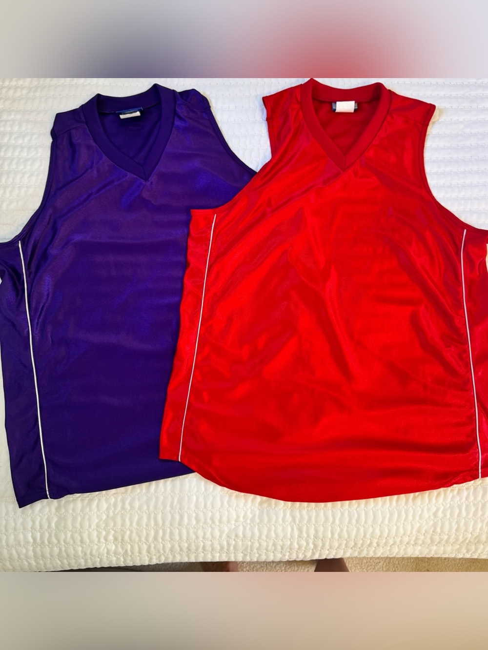 Reebok Womens L Sleeveless V Neck Jersey Tops Bundle Red Purple